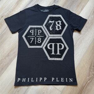 Philipp Plein Black Short-Sleeve Graphic T-Shirt -Size L ( Runs Small)